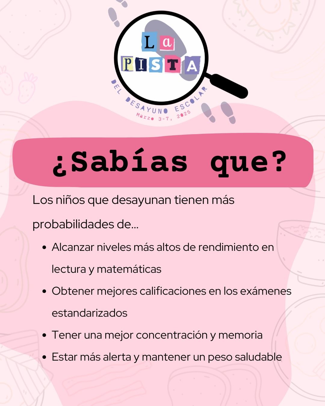   ¡Pista del desayuno escolar!